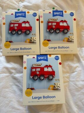 Giant 30” Red Fire Truck Large Balloon Spritz Kids Firefighter Party Decoration